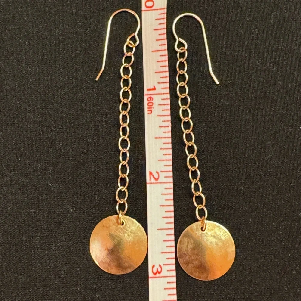 Vintage Gold Tone Dangle Disc Earrings